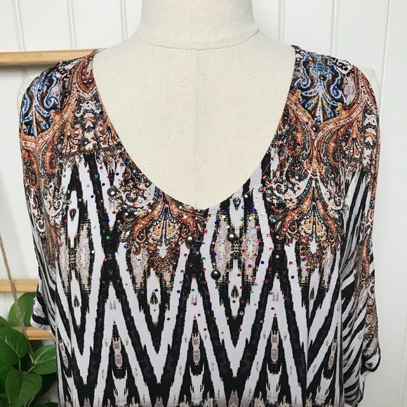 BOHO AUSTRALIA High/Low Cold Shoulder Rayon dress - Picture 2 of 9